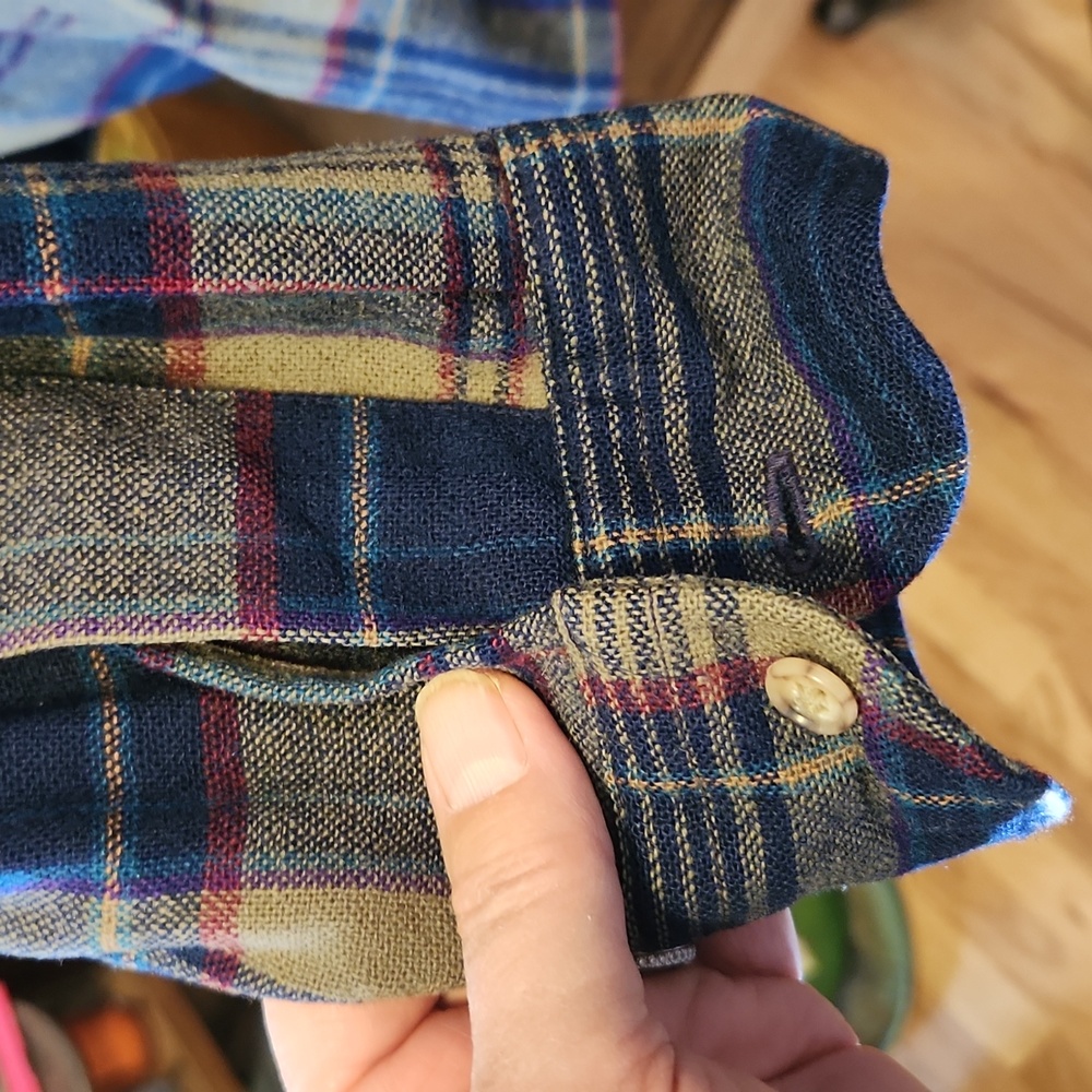 Pendleton Blue Beige Plaid Button Down Shirt Wool… - image 3